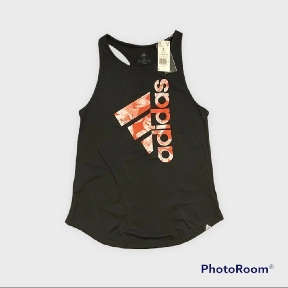 Adidas black floral tank 144 - Picture 1 of 4